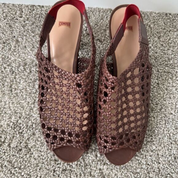 CAMPER |  Brown Woven Heeled Sandals - Picture 7 of 9
